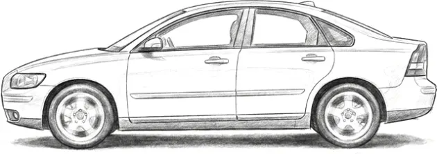 Volvo S40 kara kalem çizimi