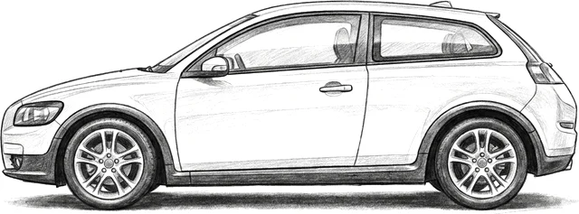 Volvo C30 kara kalem çizimi