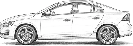 Volvo S60 kara kalem çizimi