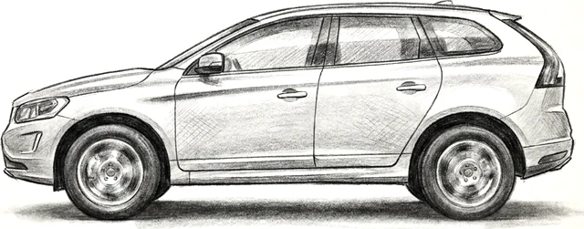 Volvo XC60 kara kalem çizimi