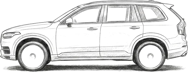 Volvo XC90 kara kalem çizimi