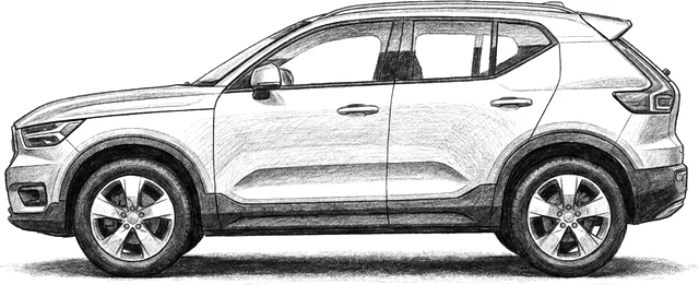 Volvo XC40 kara kalem çizimi