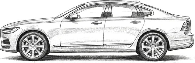 Volvo S90 kara kalem çizimi