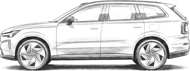 Volvo EX90 kara kalem çizimi