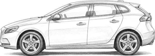Volvo V40 kara kalem çizimi