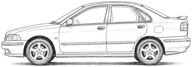Volvo S40 V40 ilk nesil kara kalem çizimi